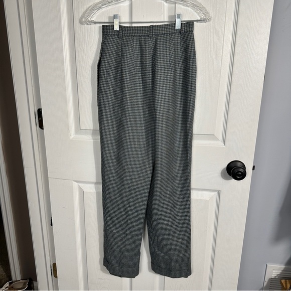 Talbots size 2 petite 100% wool blue/green check trousers, fully lined, cuffed - Picture 5 of 8